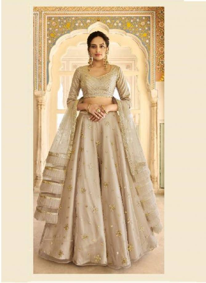 Nakkashi Latest fancy Feavy designer wedding Wear Asymetrical Layered Satin Silk With Heavy Worked Lahenga Choli Collection 